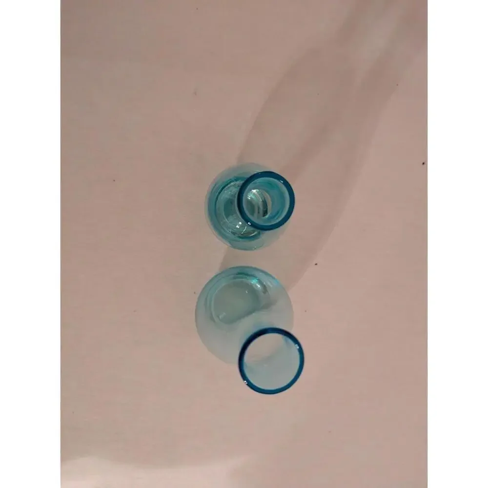 Vintage Pair Of Fantasy Blue Bud Vases